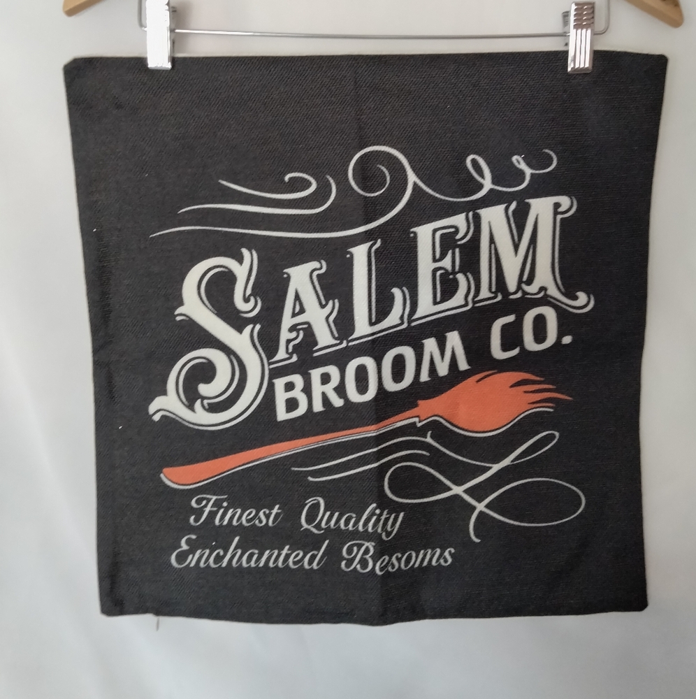 Victorian Trading Salem Broom Co Halloween Pillow Cover Black and Orange